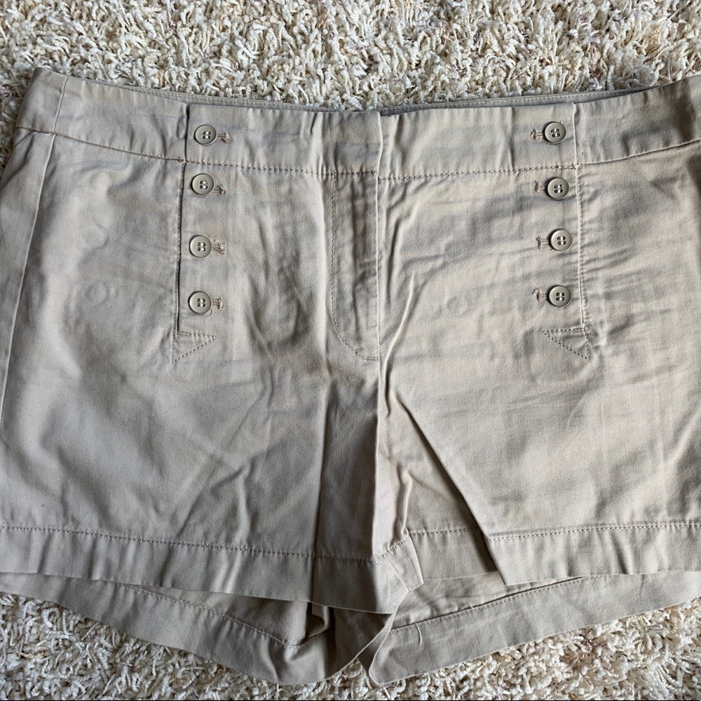 Ann Taylor Loft Button Front Khaki Shorts